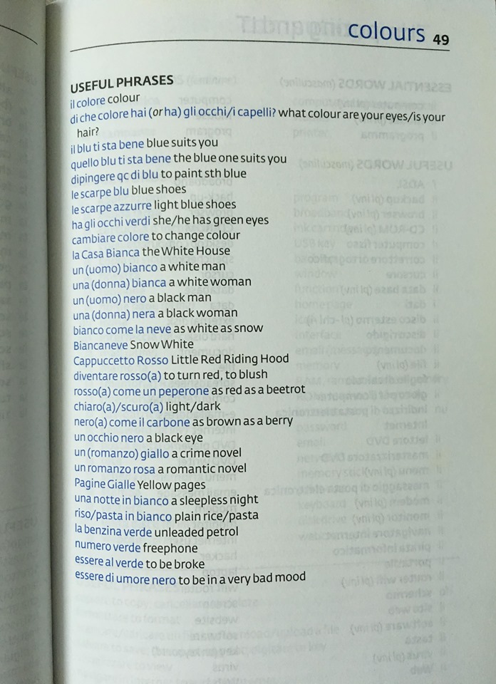 Easy learning Italian Words in colour 