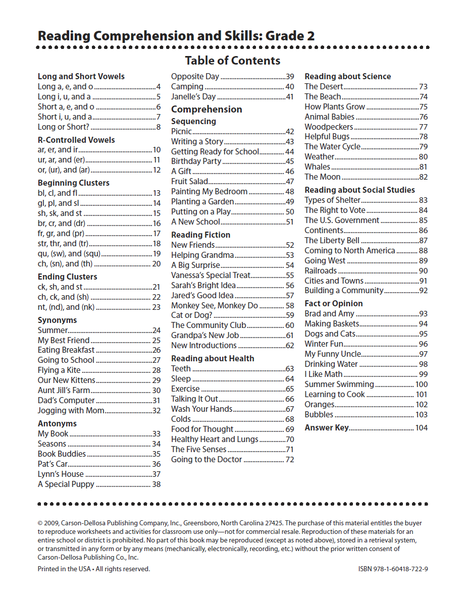 Sách Reading Comprehension And Skills Grade 2