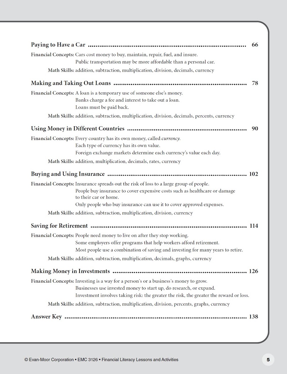Sách Financial Literacy Lessons and Activities, Grade 6-8