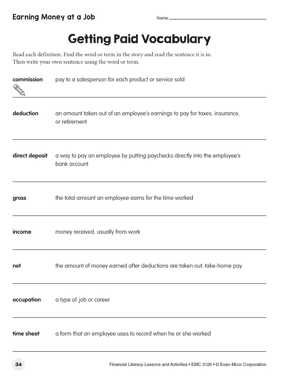 Sách Financial Literacy Lessons and Activities, Grade 6-8