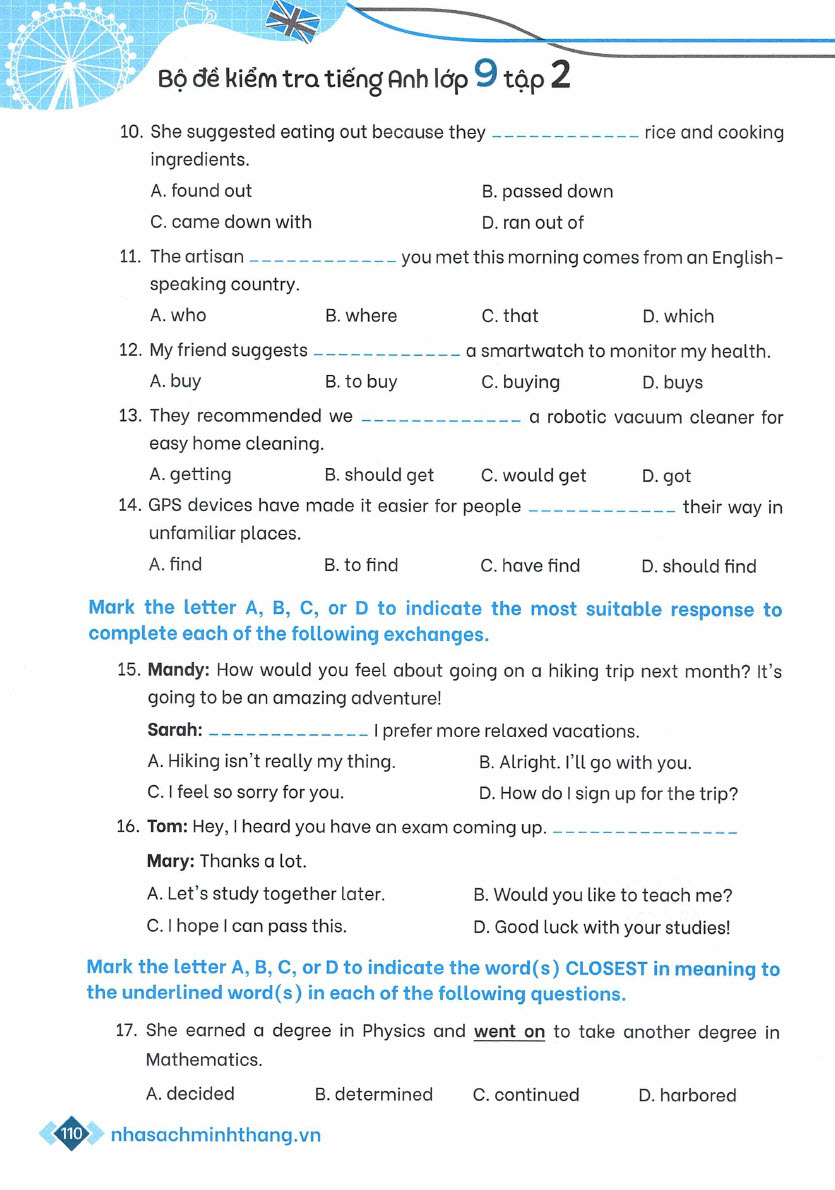 Sách Bộ đề rà soát tiếng Anh lớp 9 tập 2, Global Success 9