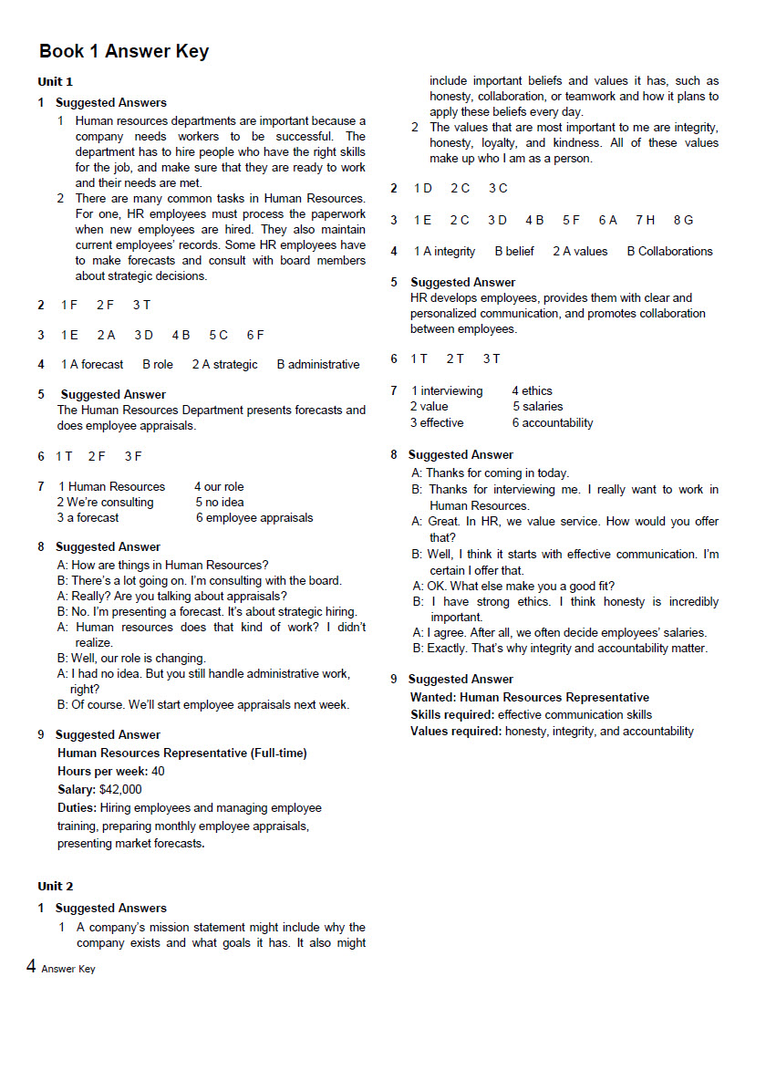 Sách Career Paths Human Resources Teacher’s Guide (Answer key + Audioscripts)