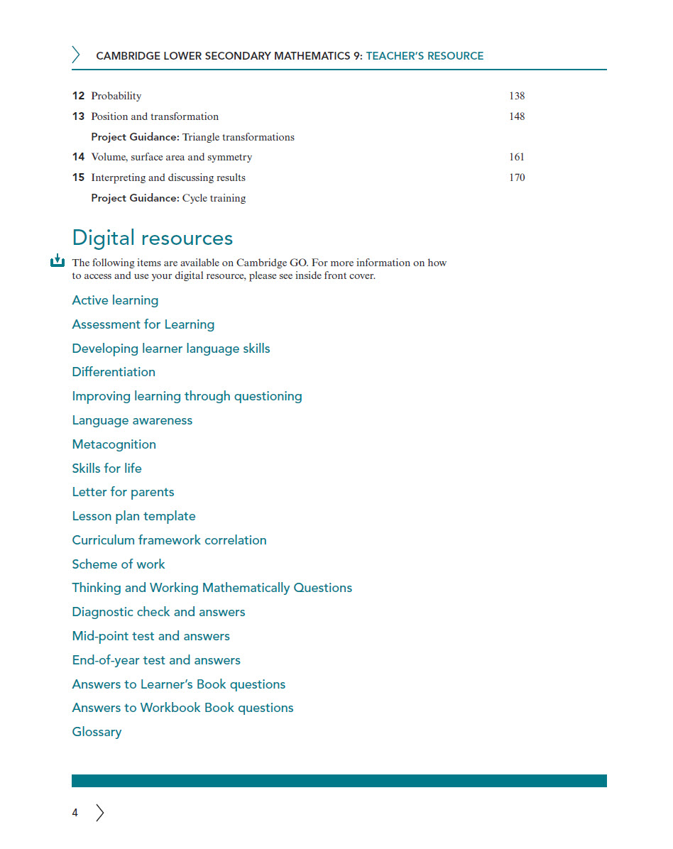 Sách Cambridge Lower Secondary Mathematics 9 Teacher’s Resource 9