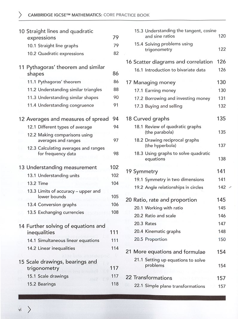 Sách Cambridge IGCSE Mathematics Core Practice Book