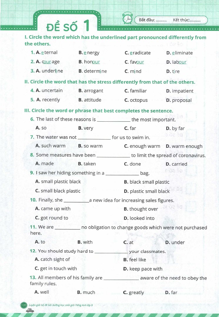 Sách Luyện giải bộ đề bồi dưỡng học sinh giỏi tiếng Anh lớp 9