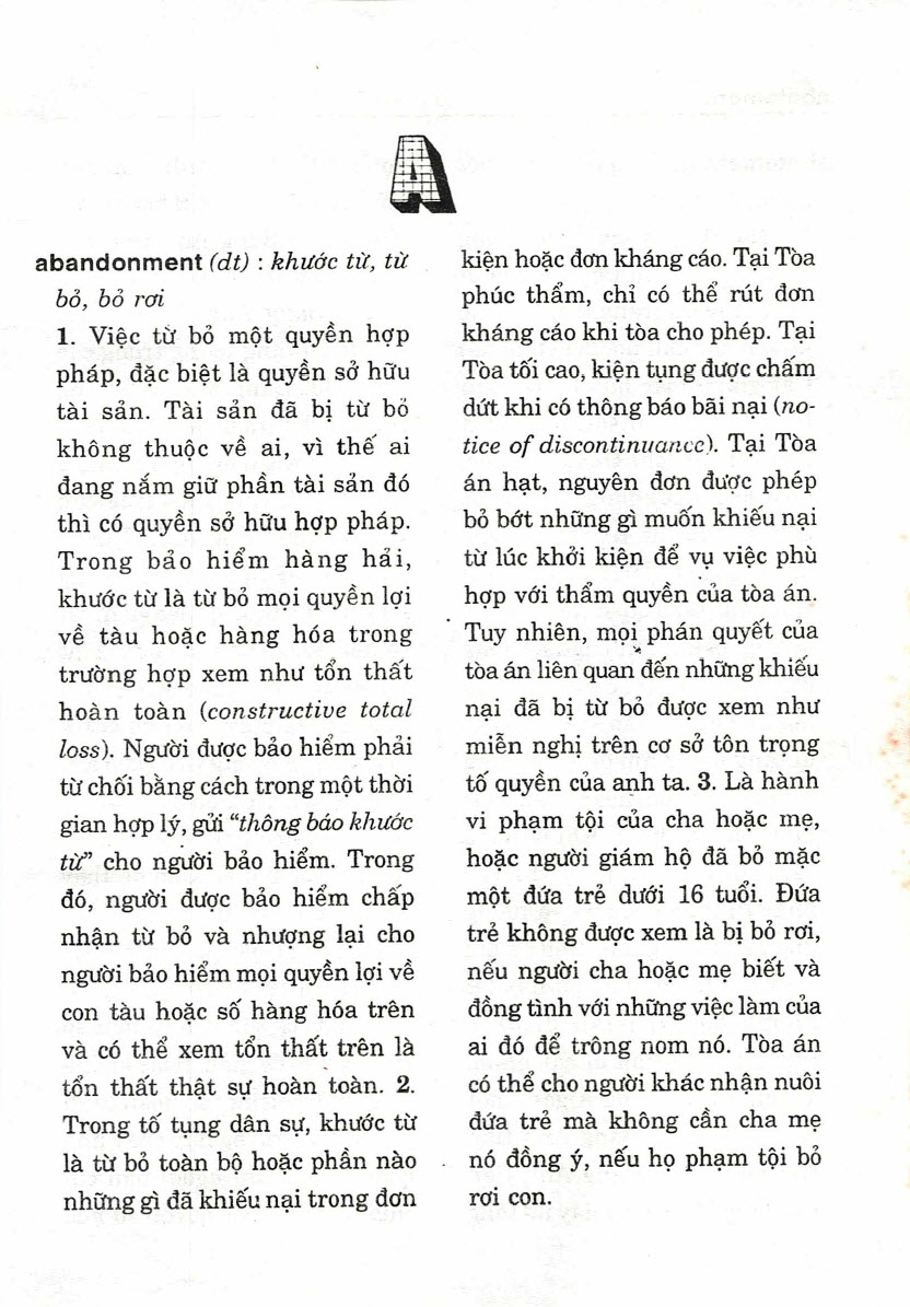 Sách Tự điển pháp luật Anh Việt, Dictionary of Law English Vietnamese