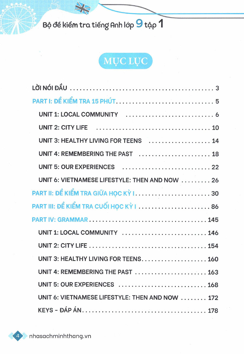 Sách Bộ đề rà soát tiếng Anh lớp 9 tập 1, Global Success 9