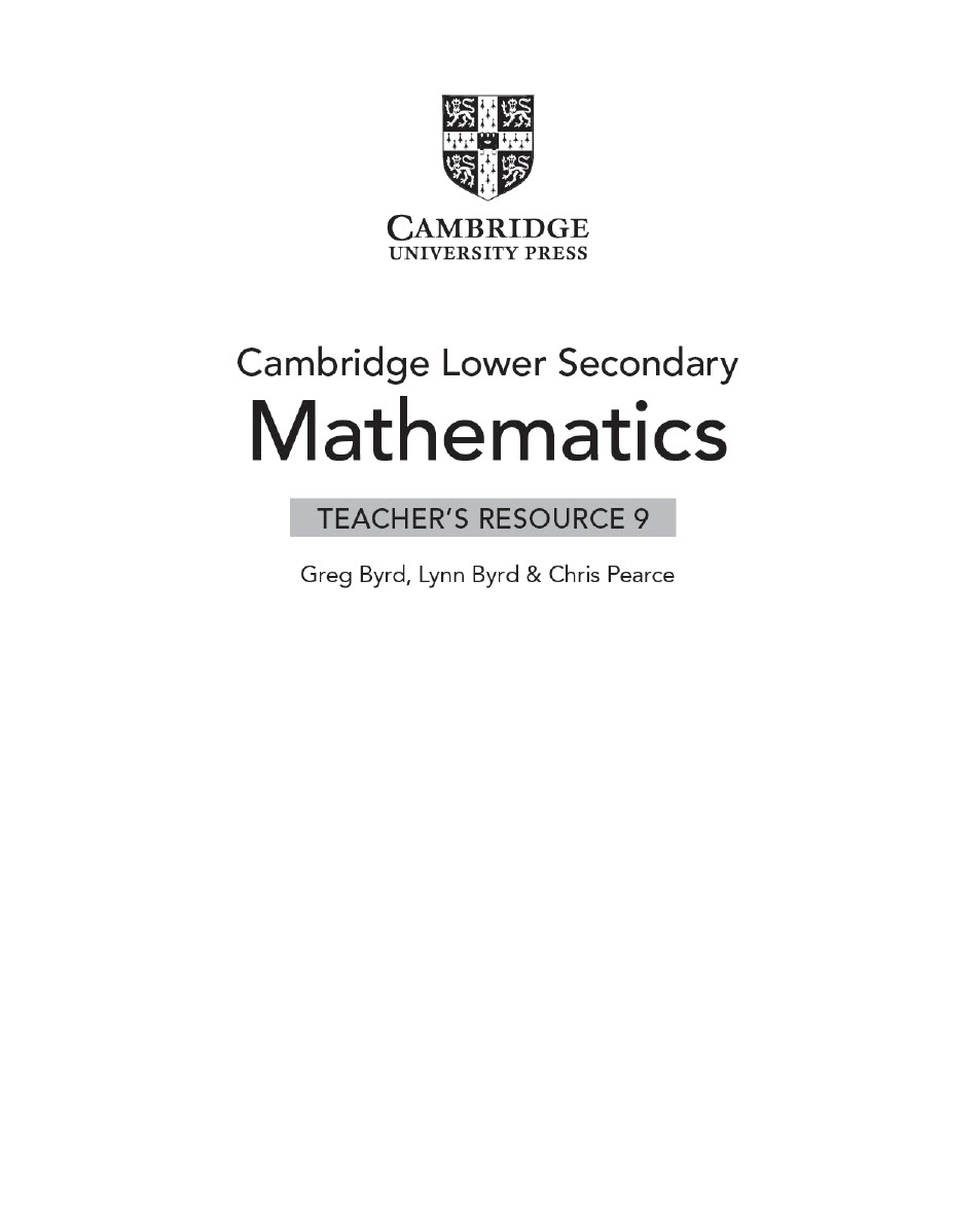 Sách Cambridge Lower Secondary Mathematics 9 Teacher’s Resource 9