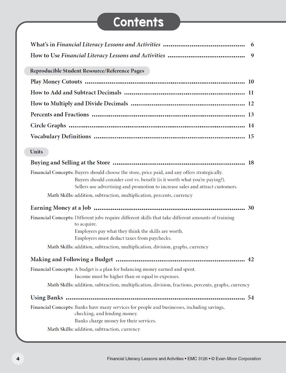 Sách Financial Literacy Lessons and Activities, Grade 6-8