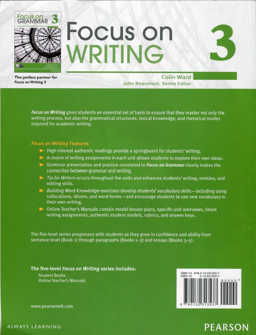 Sách Focus on Writing 3, Colin Ward + Teacher’s Manual