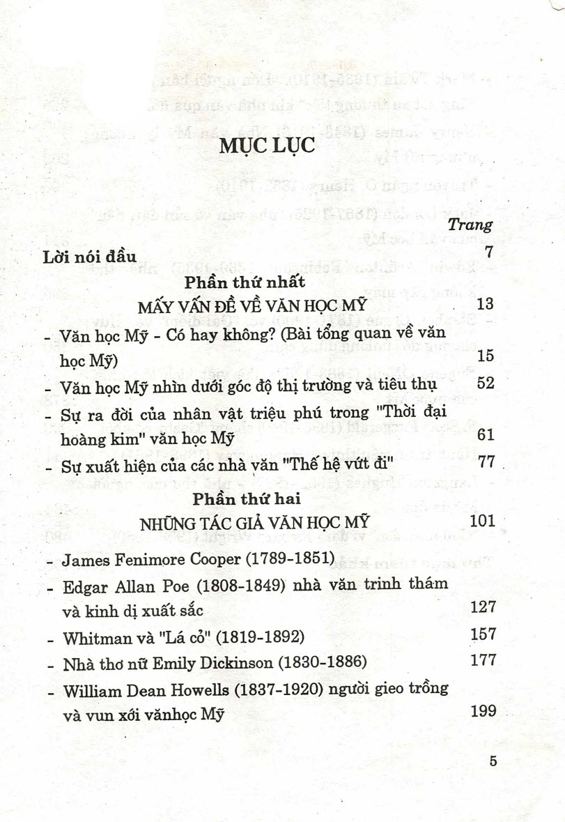 Sách Văn học Mỹ, Mấy vấn đề và tác giả
